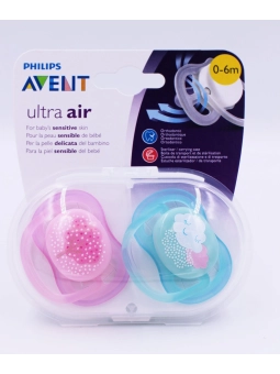 chupete philips avent ultra air decorado (0-6m) niña 2u