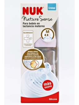 nuk biberon nature sense cristal silicona 0-6m 240 ml