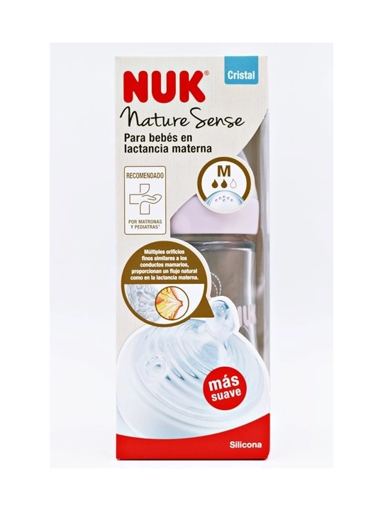 nuk biberon nature sense cristal silicona 0-6m 240 ml