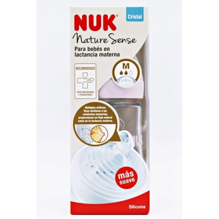 nuk biberon nature sense cristal silicona 0-6m 240 ml