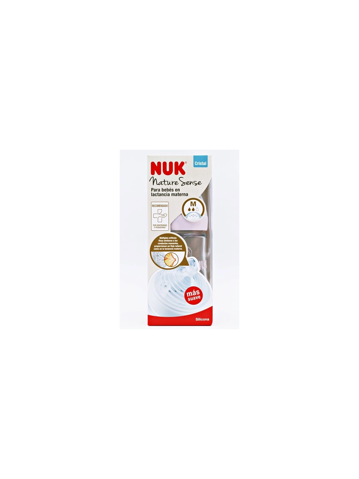 nuk biberon nature sense cristal silicona 0-6m 240 ml