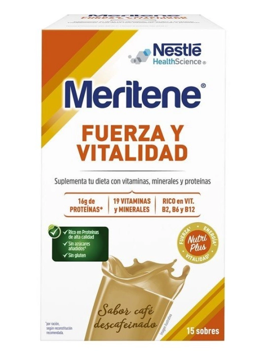 Meritene Fuerza y Vitalidad Café Descafeinado 15 sobres