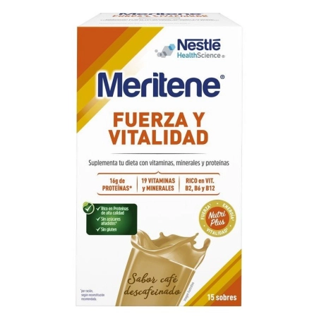 Meritene Fuerza y Vitalidad Café Descafeinado 15 sobres