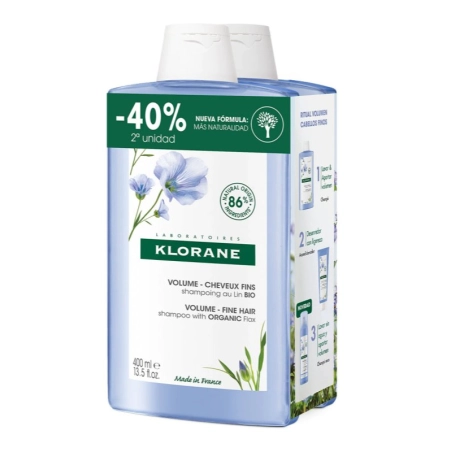 Klorane Champú al Lino 400 ml Duplo