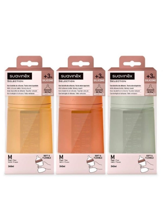 Biberón Selection Silicona Intense Colour +3 m 240 ml