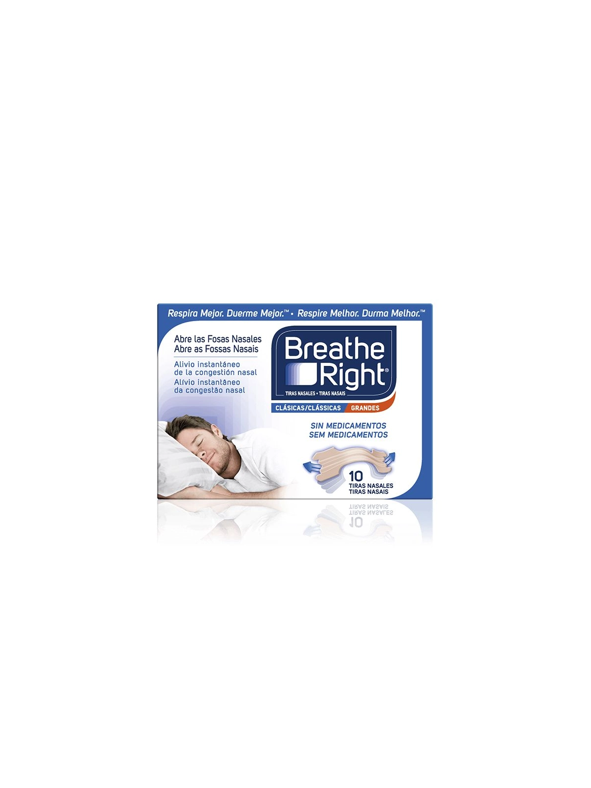 Breathe Right Clásicas Grandes 10 tiras nasales