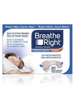 Breathe Right Clásicas Grandes 30 tiras nasales