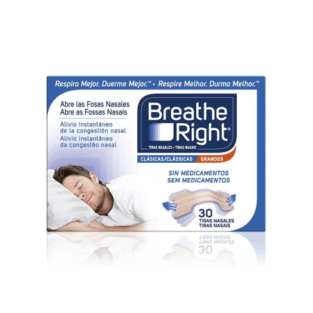 Breathe Right Clásicas Grandes 30 tiras nasales