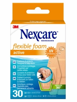 Nexcare Flexible Foam Active 30 unidades surtidas