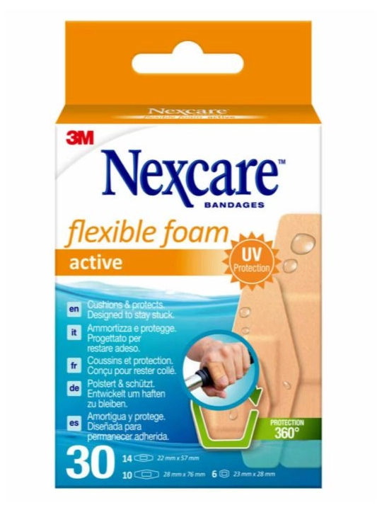 Nexcare Flexible Foam Active 30 unidades surtidas