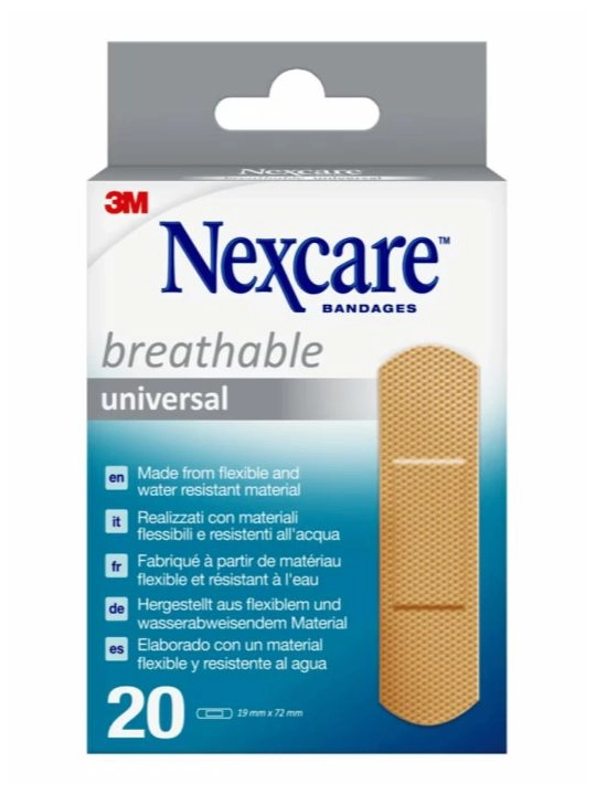 Nexcare Universal Breathable 19mmx72mm 20 apósitos | FarmaRoma