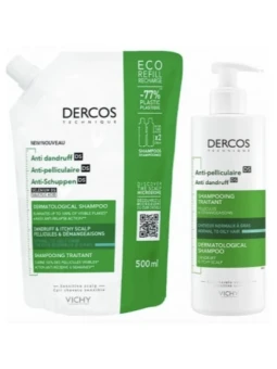 Dercos Anticaspa DS Cabello Normal a Graso Champú 390 ml Pack Recarga 500 ml