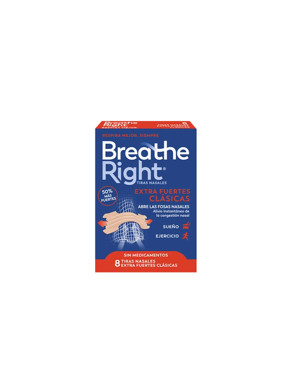 Breathe Right Extra Fuertes Clásicas 8 tiras nasales