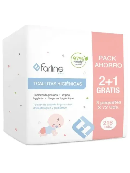 Farline Toallitas Bebé Pack 2+1 Gratis