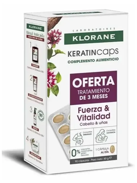Klorane KeratinCaps Fuerza y Vitalidad Pack 3 meses