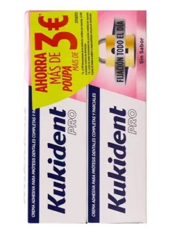 Kukident PRO Fijación Todo el Día Sin Sabor 47 gr Duplo