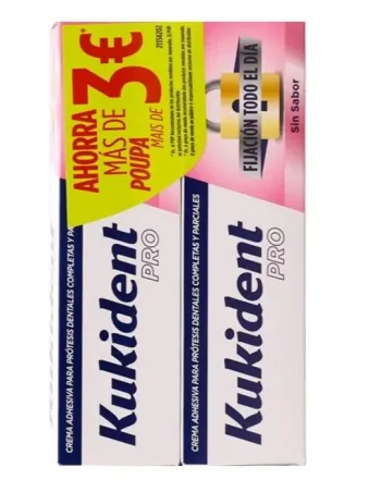 Kukident PRO Fijación Todo el Día Sin Sabor 47 gr Duplo