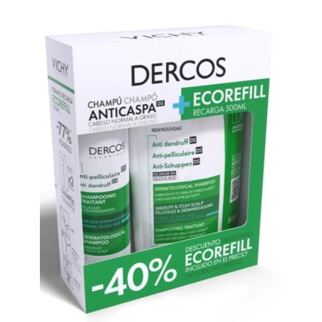Dercos Anticaspa DS Cabello Normal a Graso Champú Pack Recarga