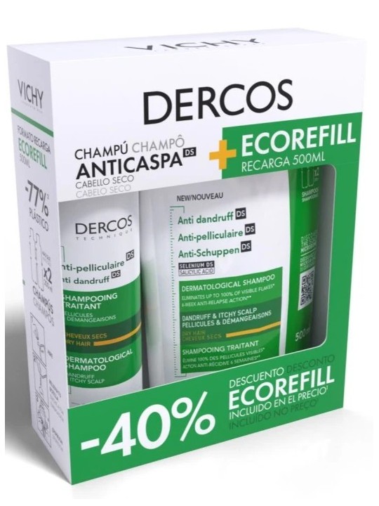 Dercos Anticaspa DS Cabello Seco Champú Pack Recarga