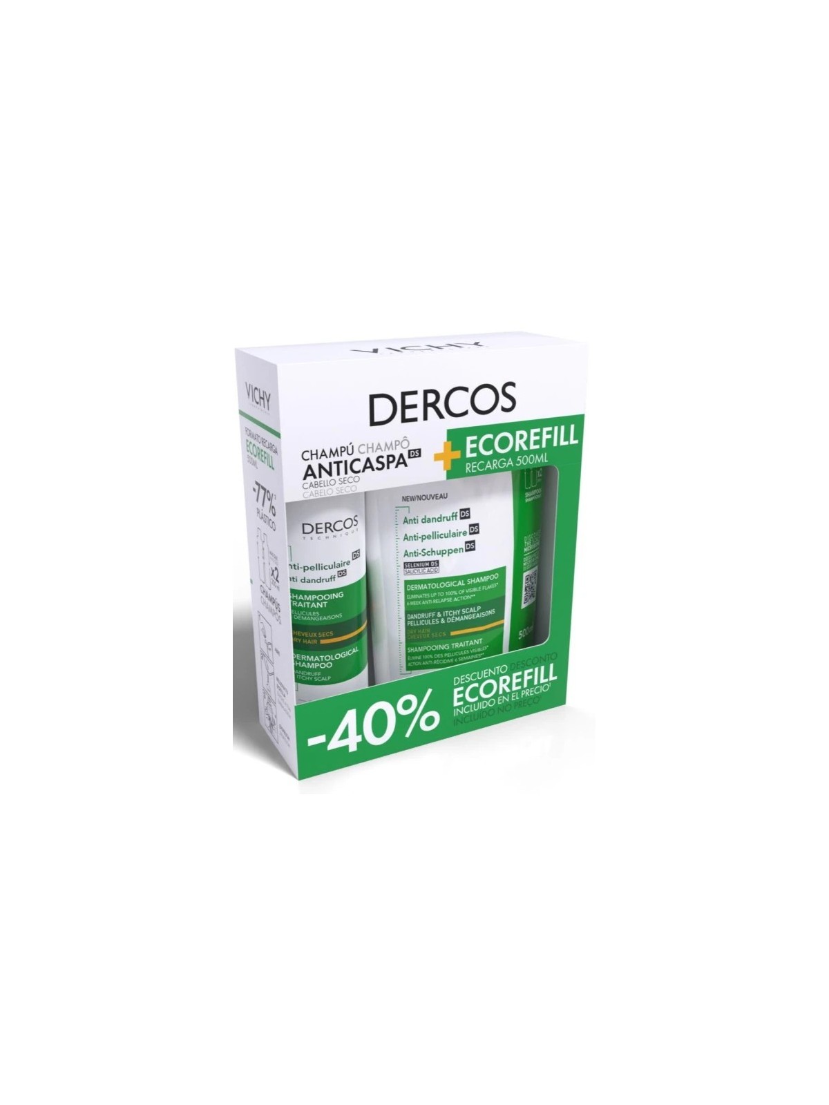 Dercos Anticaspa DS Cabello Seco Champú Pack Recarga