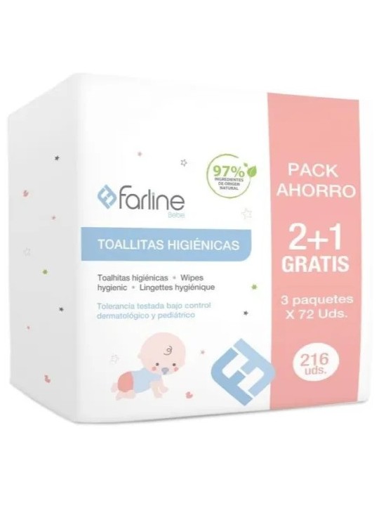 Farline Toallitas Bebé Pack 2+1 Gratis