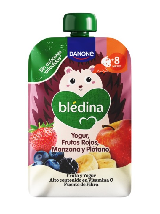 Bledina Bolsita de Yogur, Frutos Rojos, Manzana y Plátano