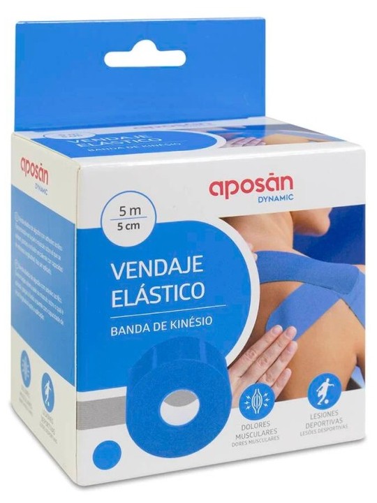 Vendaje Elástico Banda de Kinesio Azul 5m x 5cm