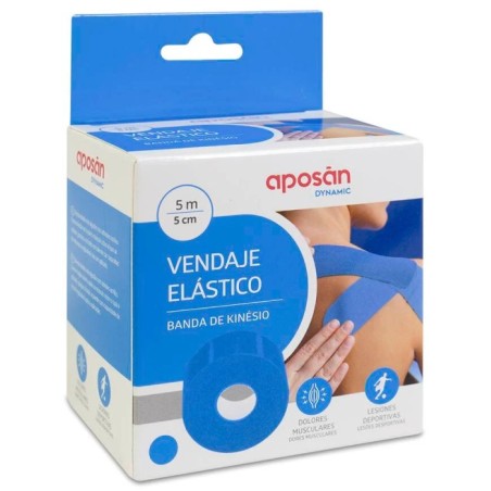 Vendaje Elástico Banda de Kinesio Azul 5m x 5cm