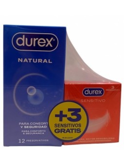 Durex Natural 12 unidades Pack +3 Sensitivos