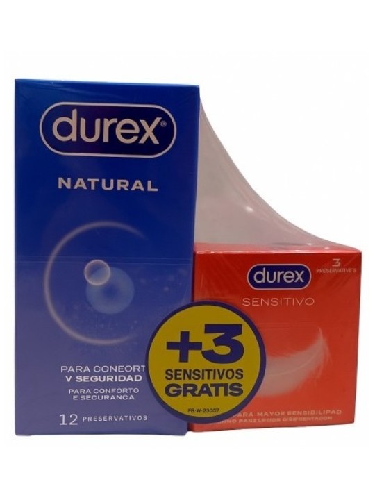 Durex Natural 12 unidades Pack +3 Sensitivos