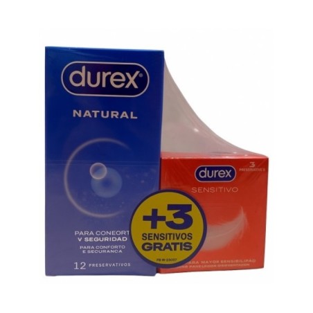 Durex Natural 12 unidades Pack +3 Sensitivos